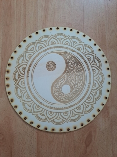 Preglejkové dno gravírované na opletanie 3mm Jin a Jang6 - Ø 28cm