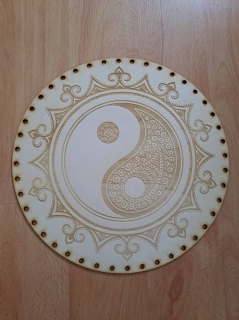 Preglejkové dno gravírované na opletanie 3mm Jin a Jang7 - Ø 28cm