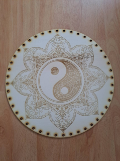 Preglejkové dno gravírované na opletanie 3mm Jin a Jang4  - Ø 20cm