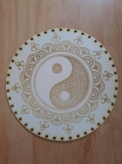 Preglejkové dno gravírované na opletanie 4mm Jin a Jang5 - Ø 24cm