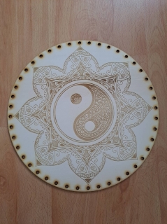 Preglejkové dno gravírované na opletanie 4mm Jin a Jang4 - Ø 30cm