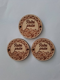 Kožený štítok guľatý 4x4cm Ruční práce