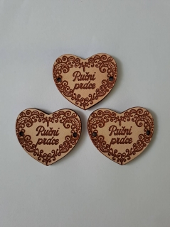 Kožený štítok srdce 3,8x3,8cm Ruční práce