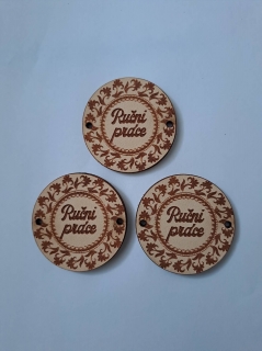 Kožený štítok guľatý 4x4cm Ruční práce