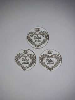 Kožený štítok guľatý 40mm Ručná práca - Biely