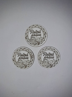 Kožený štítok guľatý 40mm Ručná práca - Biely