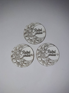 Kožený štítok guľatý 40mm Ručná práca - Biely