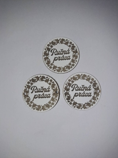 Kožený štítok guľatý 40mm Ručná práca - Biely