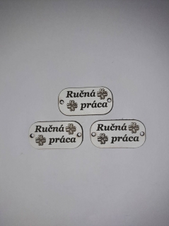 Kožený štítok 35x18 - Ručná práca - biely
