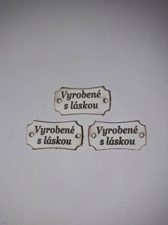 Kožený štítok 35x18 - Vyrobené s láskou - biely