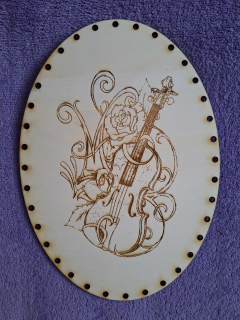 Preglejkové dno gravírované elipsa 3mm - 27x19cm Husle