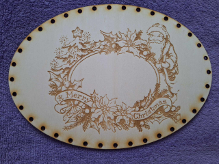 Preglejkové dno gravírované elipsa 4mm - 27x19cm Merry Chrismas