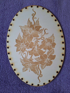 Preglejkové dno gravírované elipsa 3mm - 41x29cm Kvety