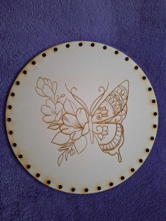 Preglejkové dno gravírované na opletanie 3mm Ø 22cm - Motýľ