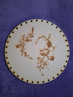 Preglejkové dno gravírované na opletanie 3mm Ø 28cm - Srdce kvety