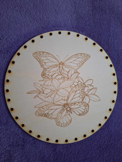 Preglejkové dno gravírované na opletanie 3mm Ø 30cm - Motýle