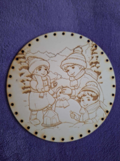 Preglejkové dno gravírované na opletanie 4mm Ø 20cm - Vianoce4