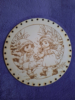 Preglejkové dno gravírované na opletanie 4mm Ø 20cm - Vianoce11