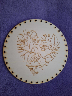Preglejkové dno gravírované na opletanie 4mm Ø 20cm - Srdce 