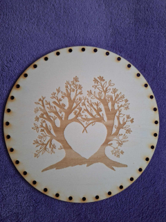 Preglejkové dno gravírované na opletanie 4mm Ø 26cm - Srdce stromy