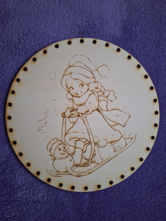 Preglejkové dno gravírované na opletanie 4mm Ø 30cm - Vianoce6