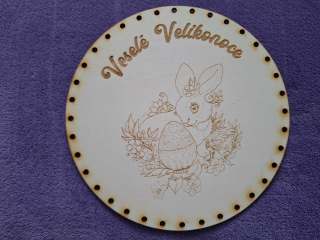 Preglejkové dno gravírované na opletanie 3mm Ø 26cm - Veselé velikonoce1