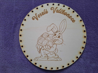Preglejkové dno gravírované na opletanie 4mm Ø 26cm - Veselé velikonoce3