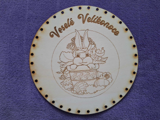 Preglejkové dno gravírované na opletanie 4mm Ø 26cm - Veselé velikonoce7