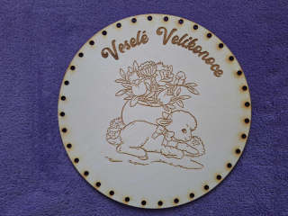 Preglejkové dno gravírované na opletanie 4mm Ø 26cm - Veselé velikonoce8