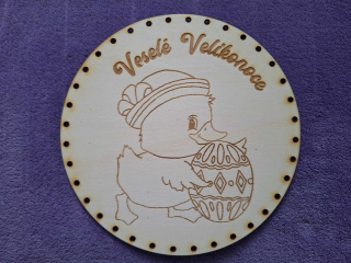 Preglejkové dno gravírované na opletanie 4mm Ø 28cm - Veselé velikonoce4