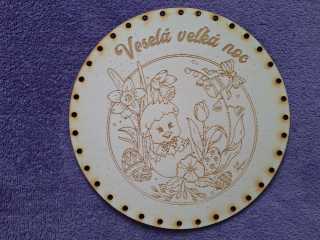 Preglejkové dno gravírované na opletanie 3mm Ø 20cm - Veselá veľká noc2