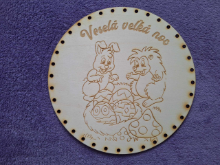 Preglejkové dno gravírované na opletanie 4mm Ø 20cm - Veselá veľká noc12