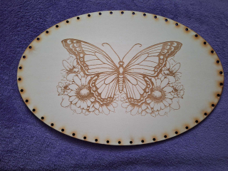 Preglejkové dno gravírované elipsa 4mm - 27x19cm  Motýľ