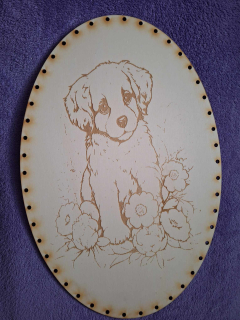 Preglejkové dno gravírované elipsa 3mm - 23x17cm Psík1