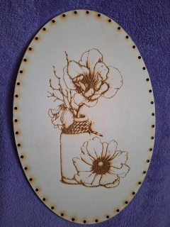 Preglejkové dno gravírované elipsa 3mm - 33x25cm Kvety3