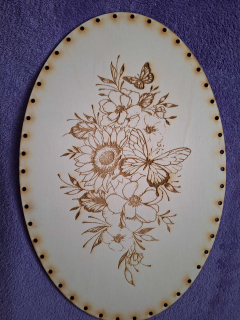 Preglejkové dno gravírované elipsa 3mm - 33x25cm Kvety4