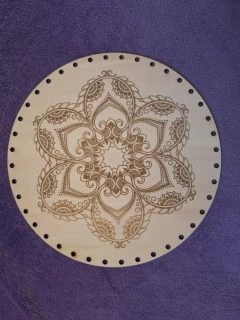 Preglejkové dno gravírované na opletanie 4mm Mandala18  - Ø 22cm