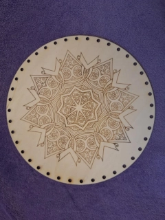 Preglejkové dno gravírované na opletanie 4mm Mandala17  - Ø 26cm