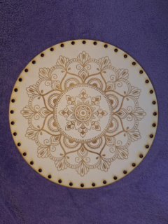 Preglejkové dno gravírované na opletanie 4mm Mandala19 - Ø 30cm